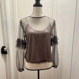 Silver Mesh Overlay Blouse